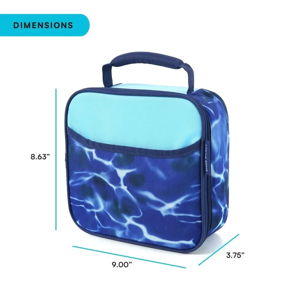Arctic Zone Lunch Box Combo Thermal Insulation Dark Waters Blue School Lunch Bag
